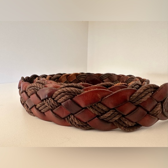 Men’s Trafalgar size 40 brown woven genuine leather belt - Picture 5 of 7